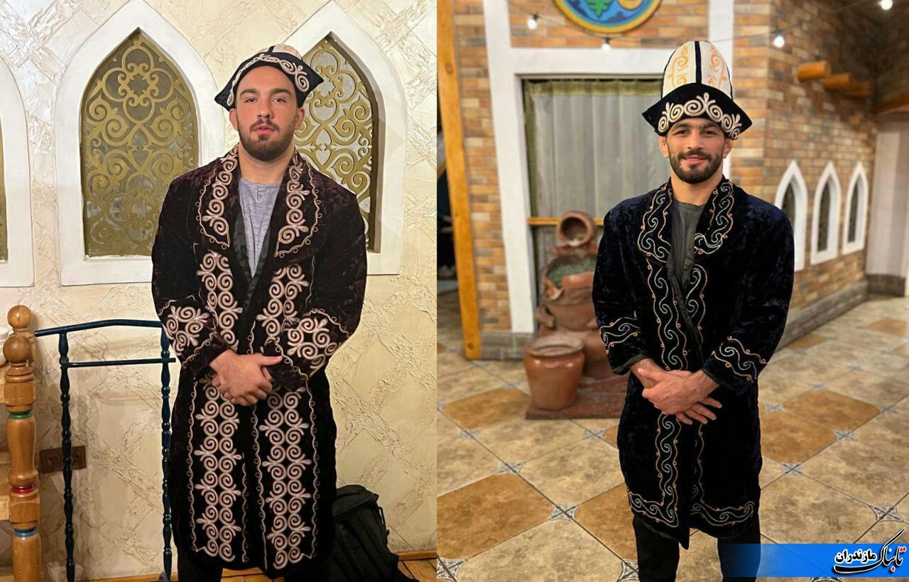 تجلیل از دو قهرمان مازندرانی کشتی ایران با لباس محلی + عکس
